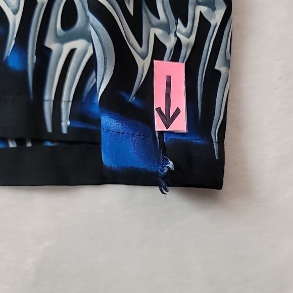 C-Two Mens XXL Hawaiian Shirt Black Gray Blue Wave Graphic Graffiti Design - Picture 13 of 14